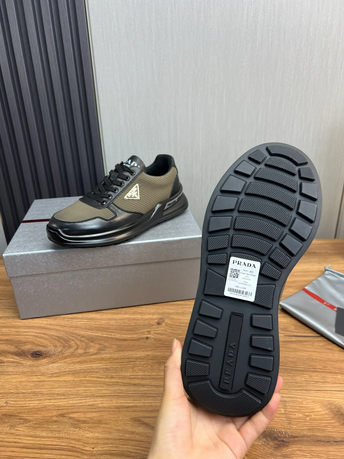 Men's shoes 💰580💰 [PRADA] Men's shoes are popular in the counter, official website is synchronized, 1 high-quality shipment ✔️Original cowhide stitching mesh + cowhide lining, 1🆚1 replica, original original bottom, 38-45 (45 customized, non-refundable)